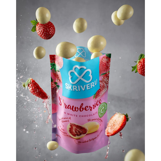 Skrīveru Strawberries in White Chocolate 100g Skrīveru Strawberries in White Chocolate 100g