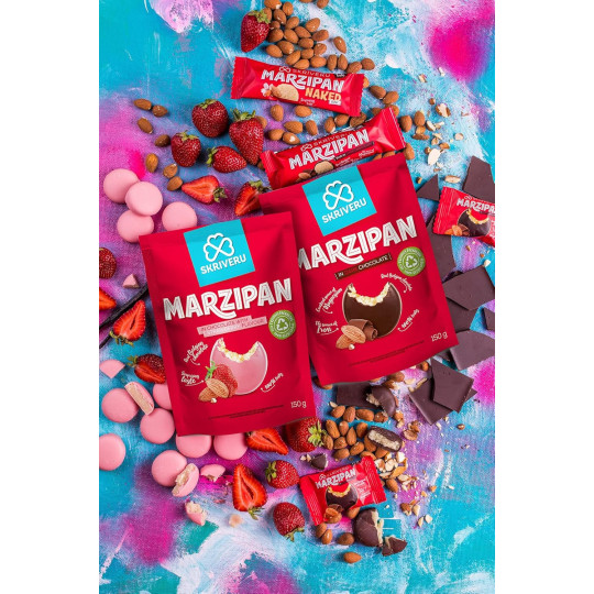 Skrīveru Marzipan in White Chocolate with Strawberry Flavour 150g