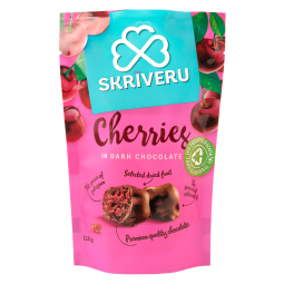 Skrīveru Cherries in Dark Chocolate 110g