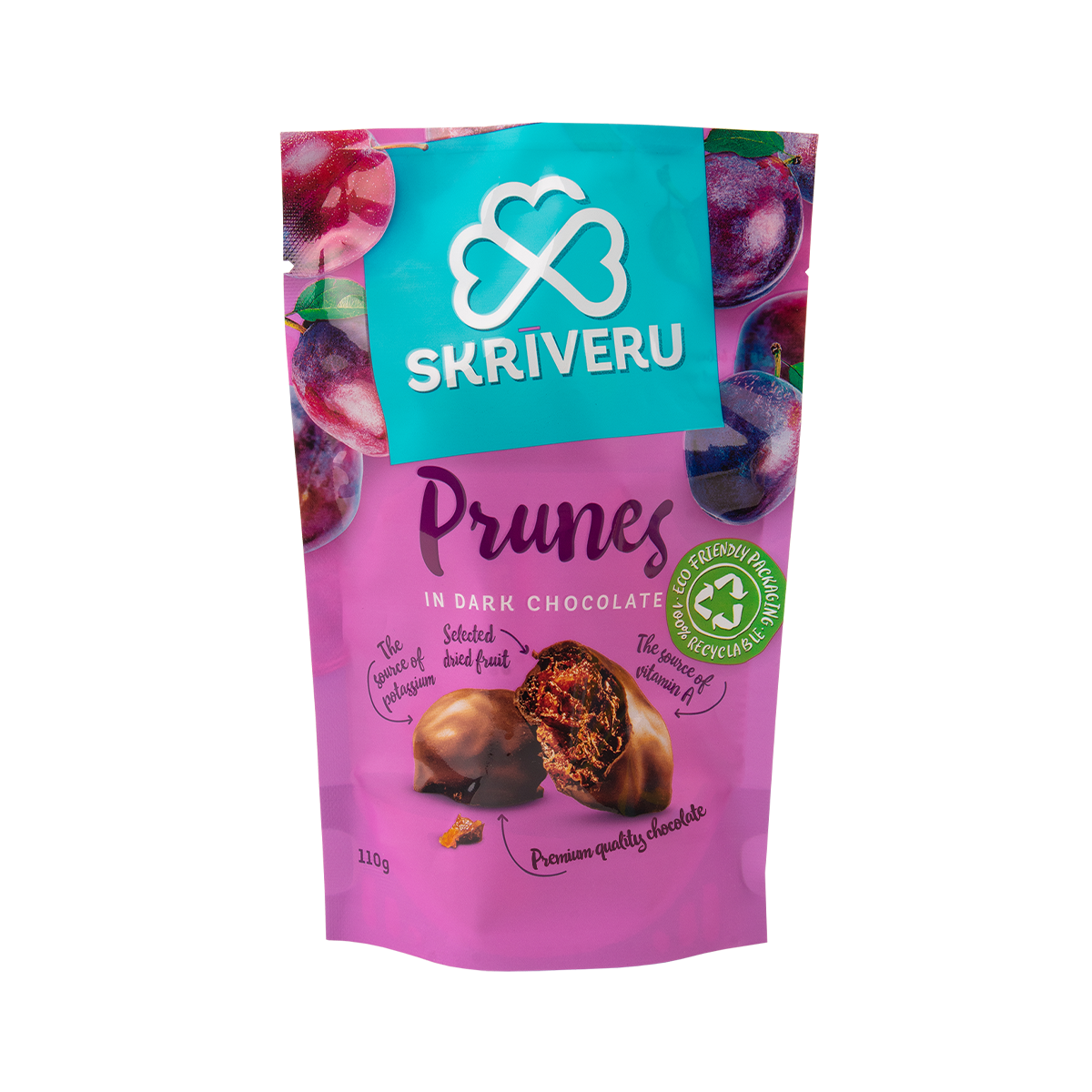 Skrīveru Prunes in Dark Chocolate 110g