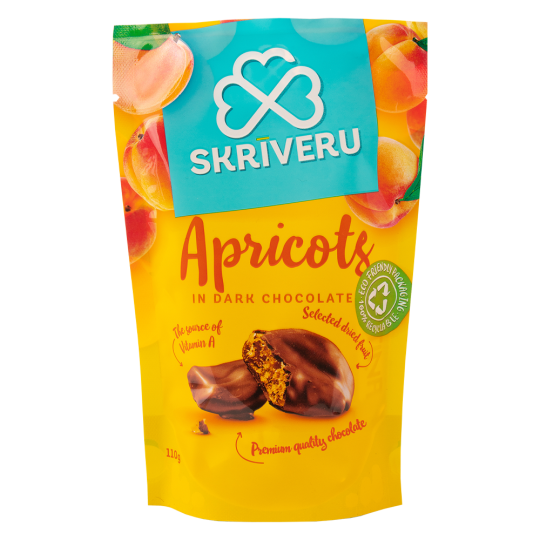 Skrīveru Apricots in Dark Chocolate 110g Skrīveru Apricots in Dark Chocolate 110g
