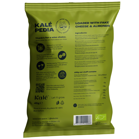 Kalé Organic Kale Chips - Fake Cheese & Almonds (45g Pack)