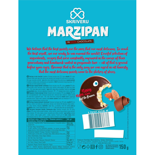 Skrīveru Marzipan Covered in Dark Chocolate 150g