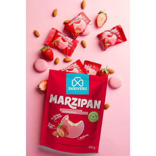 Skrīveru Marzipan in White Chocolate with Strawberry Flavour 150g
