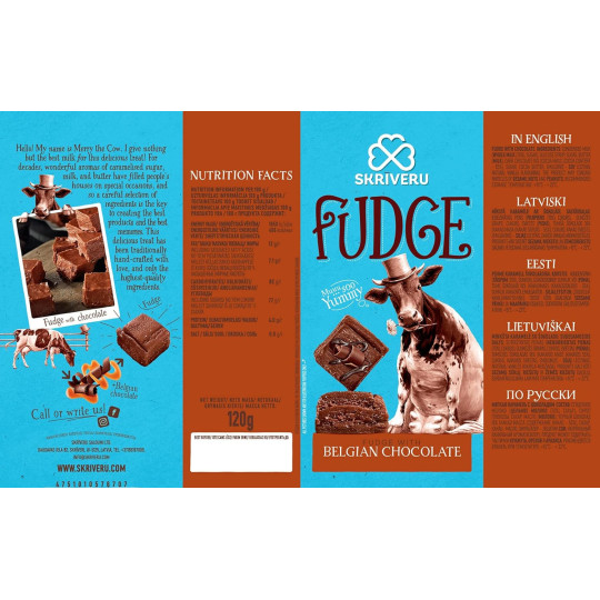 Skrīveru Fudge with Belgian Chocolate 120g Skrīveru Fudge with Belgian Chocolate 120g