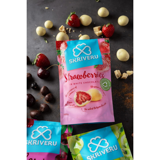 Skrīveru Strawberries in White Chocolate 100g Skrīveru Strawberries in White Chocolate 100g